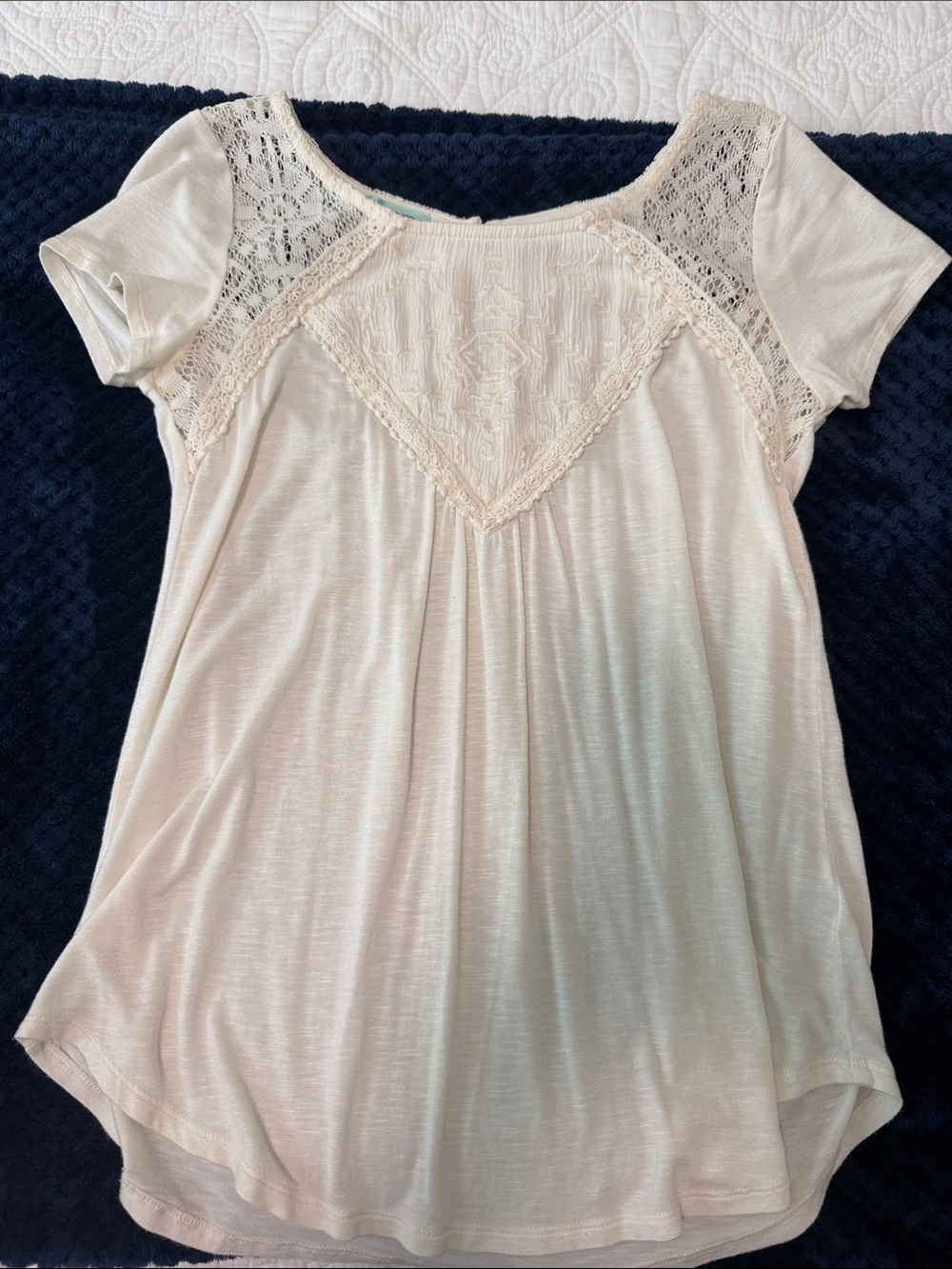 Cream Short Sleeve Top